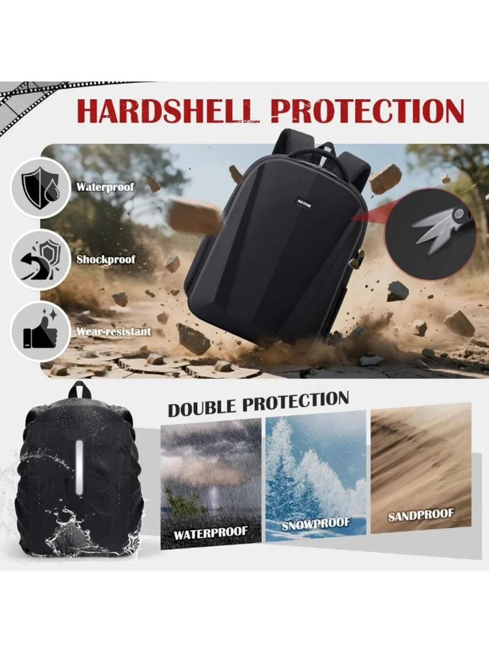 Waterproof DSLR Camera Backpack with Lens Pouch & 15.6